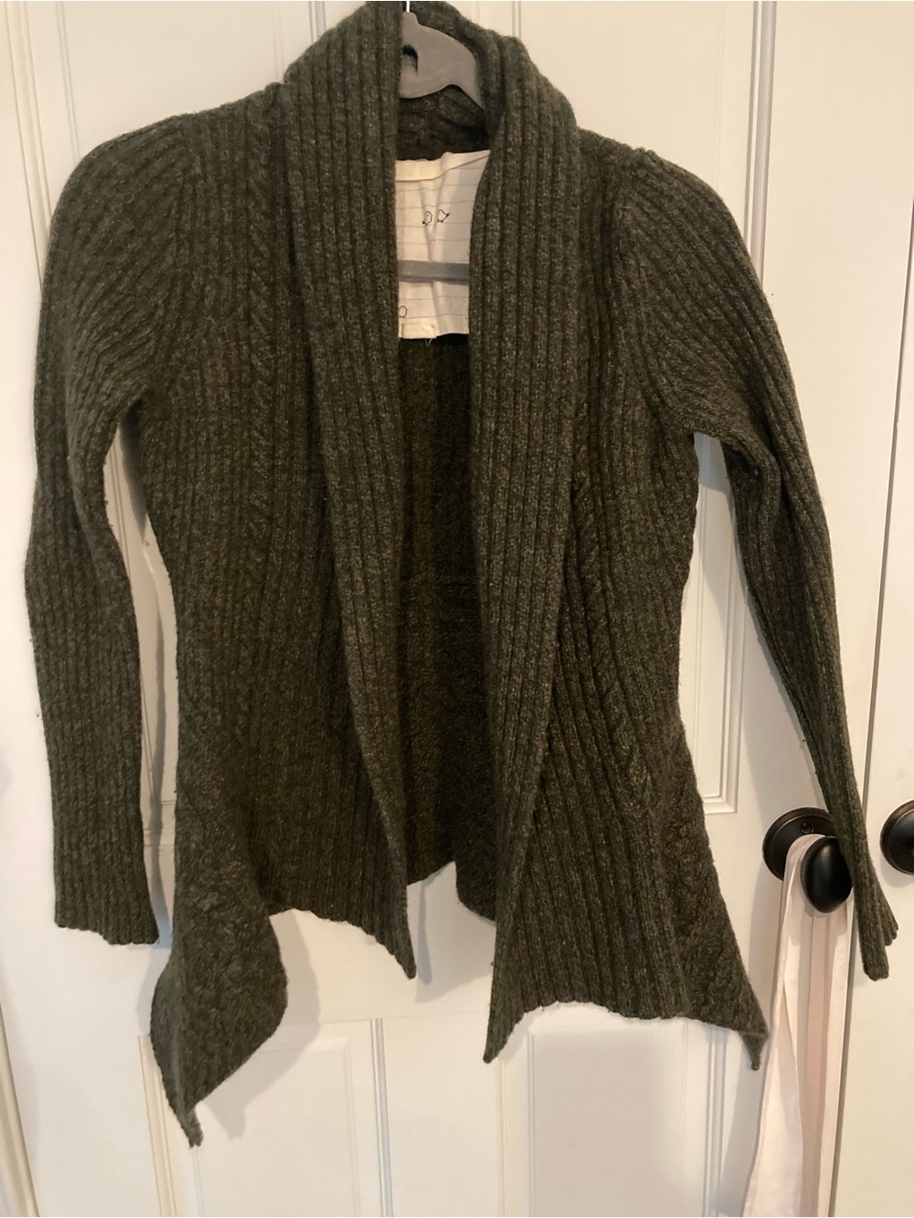 Cozy Olive Ribbed Open-Front Women’s Sweater Cardigan
